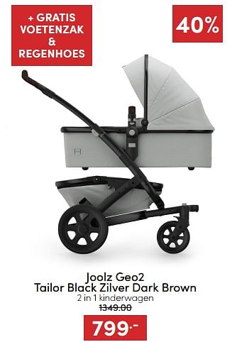 Aanbiedingen Joolz geo2 tailor black zilver dark brown 2 in 1 kinderwagen - Joolz - Geldig van 07/12/2022 tot 17/12/2022 bij Baby & Tiener Megastore
