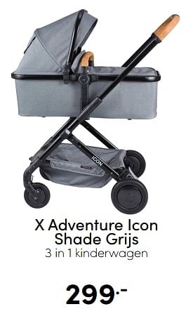 Aanbiedingen X adventure icon shade grijs 3 in 1 kinderwagen - Xadventure - Geldig van 07/12/2022 tot 17/12/2022 bij Baby & Tiener Megastore