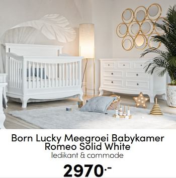 Aanbiedingen Born lucky meegroei babykamer romeo solid white - Born Lucky - Geldig van 07/12/2022 tot 17/12/2022 bij Baby & Tiener Megastore