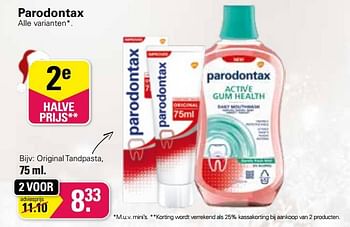 Aanbiedingen Original tandpasta - Parodontax - Geldig van 30/11/2022 tot 24/12/2022 bij De Online Drogist