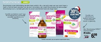 Aanbiedingen Bronchostop direct hoestpastilles - Bronchostop - Geldig van 30/11/2022 tot 24/12/2022 bij De Online Drogist
