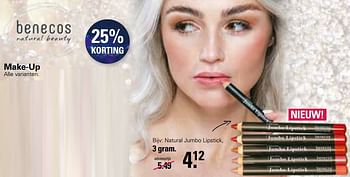 Aanbiedingen Natural jumbo lipstick - Benecos - Geldig van 30/11/2022 tot 24/12/2022 bij De Online Drogist