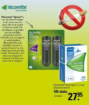 Aanbiedingen Nicorette kauwgom menthol mint - Nicorette - Geldig van 30/11/2022 tot 24/12/2022 bij De Online Drogist