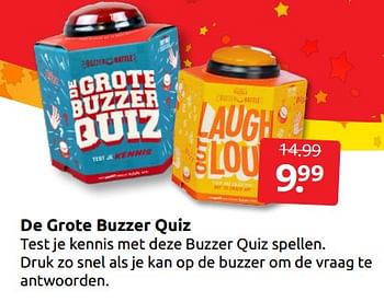 Aanbiedingen De grote buzzer quiz - Huismerk - Boekenvoordeel - Geldig van 10/12/2022 tot 31/12/2022 bij Boekenvoordeel