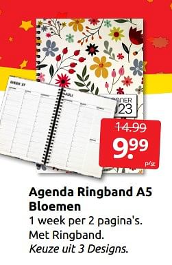 Aanbiedingen Agenda ringband a5 bloemen - Huismerk - Boekenvoordeel - Geldig van 10/12/2022 tot 31/12/2022 bij Boekenvoordeel