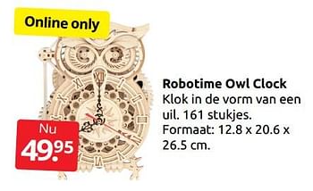 Aanbiedingen Robotime owl clock - Huismerk - Boekenvoordeel - Geldig van 10/12/2022 tot 31/12/2022 bij Boekenvoordeel