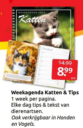 Aanbiedingen Weekagenda katten + tips - Huismerk - Boekenvoordeel - Geldig van 10/12/2022 tot 31/12/2022 bij Boekenvoordeel
