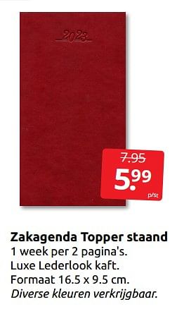 Aanbiedingen Zakagenda topper staand - Huismerk - Boekenvoordeel - Geldig van 10/12/2022 tot 31/12/2022 bij Boekenvoordeel