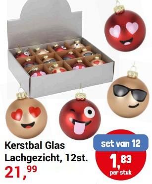 Aanbiedingen Kerstbal glas lachgezicht - Pur Element - Geldig van 20/11/2022 tot 31/12/2022 bij Lobbes