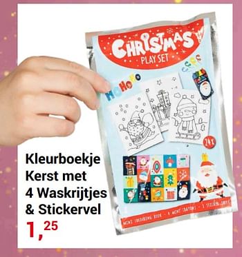 Aanbiedingen Kleurboekje kerst met 4 waskrijtjes + stickervel - Pur Element - Geldig van 20/11/2022 tot 31/12/2022 bij Lobbes