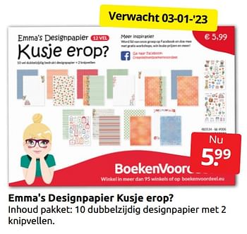 Aanbiedingen Emma`s designpapier kusje erop? - Huismerk - Boekenvoordeel - Geldig van 17/12/2022 tot 26/12/2022 bij Boekenvoordeel