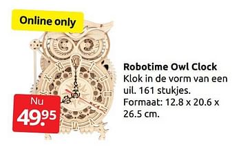 Aanbiedingen Robotime owl clock - Huismerk - Boekenvoordeel - Geldig van 17/12/2022 tot 26/12/2022 bij Boekenvoordeel