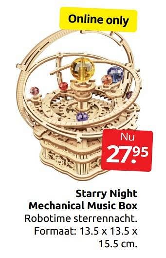 Aanbiedingen Starry night mechanical music box - Huismerk - Boekenvoordeel - Geldig van 17/12/2022 tot 26/12/2022 bij Boekenvoordeel