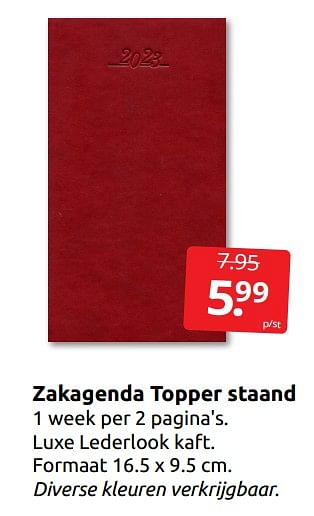 Aanbiedingen Zakagenda topper staand - Huismerk - Boekenvoordeel - Geldig van 17/12/2022 tot 26/12/2022 bij Boekenvoordeel