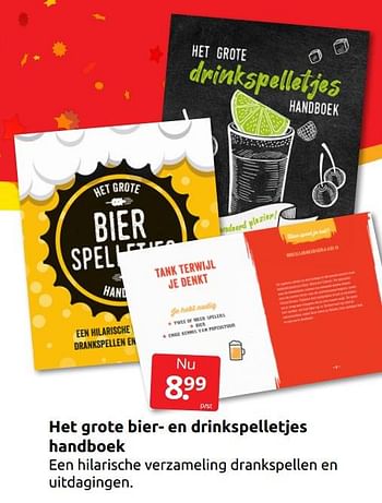 Aanbiedingen Het grote bier- en drinkspelletjes handboek - Huismerk - Boekenvoordeel - Geldig van 17/12/2022 tot 26/12/2022 bij Boekenvoordeel