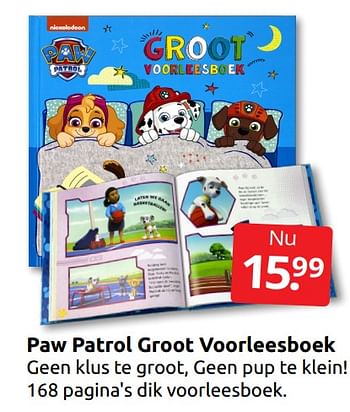 Aanbiedingen Paw patrol groot voorleesboek - Huismerk - Boekenvoordeel - Geldig van 17/12/2022 tot 26/12/2022 bij Boekenvoordeel