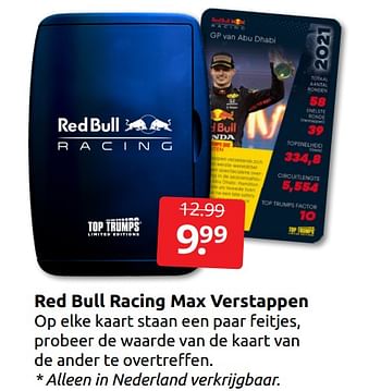 Aanbiedingen Red bull racing max verstappen - Huismerk - Boekenvoordeel - Geldig van 17/12/2022 tot 26/12/2022 bij Boekenvoordeel