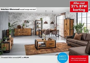 Aanbiedingen Interieur glenwood tv-meubel - Huismerk - Woon Square - Geldig van 20/12/2022 tot 24/12/2022 bij Woon Square