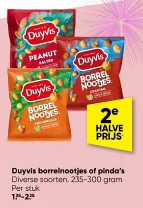 Aanbiedingen Duyvis borrelnootjes of pinda`s - Duyvis - Geldig van 19/12/2022 tot 01/01/2023 bij Big Bazar