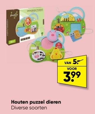 Aanbiedingen Houten puzzel dieren - Huismerk - Big Bazar - Geldig van 19/12/2022 tot 01/01/2023 bij Big Bazar