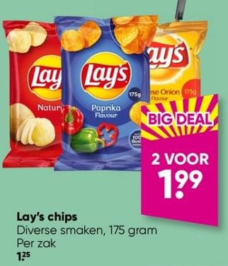 Aanbiedingen Lay`s chips - Lay's - Geldig van 19/12/2022 tot 01/01/2023 bij Big Bazar
