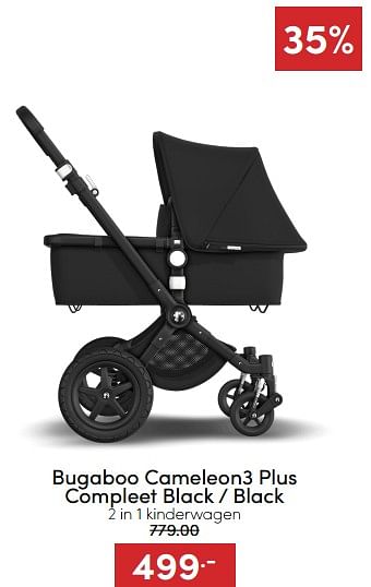 Aanbiedingen Bugaboo cameleon3 plus compleet black - black 2 in 1 kinderwagen - Bugaboo - Geldig van 18/12/2022 tot 31/12/2022 bij Baby & Tiener Megastore