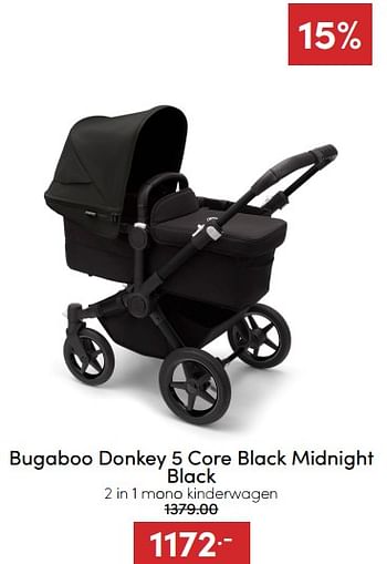 Aanbiedingen Bugaboo donkey 5 core black midnight black 2 in 1 mono kinderwagen - Bugaboo - Geldig van 18/12/2022 tot 31/12/2022 bij Baby & Tiener Megastore