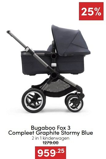 Aanbiedingen Bugaboo fox 3 compleet graphite stormy blue 2 in 1 kinderwagen - Bugaboo - Geldig van 18/12/2022 tot 31/12/2022 bij Baby & Tiener Megastore
