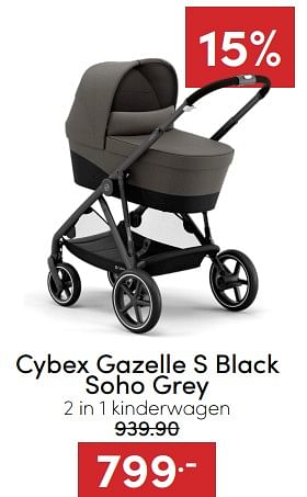 Aanbiedingen Cybex gazelle s black soho grey 2 in 1 kinderwagen - Cybex - Geldig van 18/12/2022 tot 31/12/2022 bij Baby & Tiener Megastore