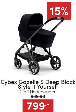 Aanbiedingen Cybex gazelle s deep black style it yourself 2 in 1 kinderwagen - Cybex - Geldig van 18/12/2022 tot 31/12/2022 bij Baby & Tiener Megastore