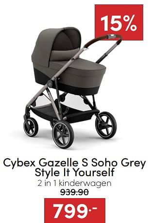 Aanbiedingen Cybex gazelle s soho grey style it yourself 2 in 1 kinderwagen - Cybex - Geldig van 18/12/2022 tot 31/12/2022 bij Baby & Tiener Megastore
