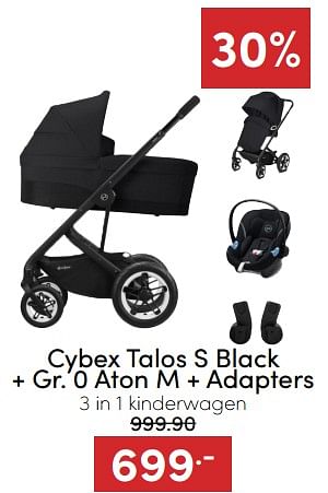 Aanbiedingen Cybex talos s black + gr. 0 aton m + adapters 3 in 1 kinderwagen - Cybex - Geldig van 18/12/2022 tot 31/12/2022 bij Baby & Tiener Megastore