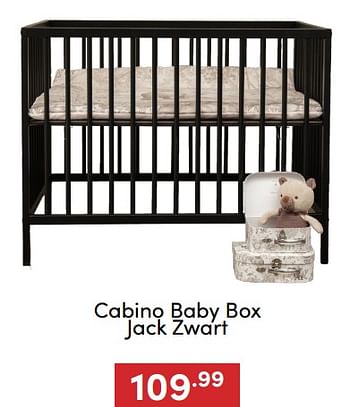 Aanbiedingen Cabino baby box jack zwart - Cabino - Geldig van 18/12/2022 tot 31/12/2022 bij Baby & Tiener Megastore