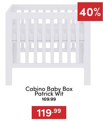 Aanbiedingen Cabino baby box patrick wit - Cabino - Geldig van 18/12/2022 tot 31/12/2022 bij Baby & Tiener Megastore