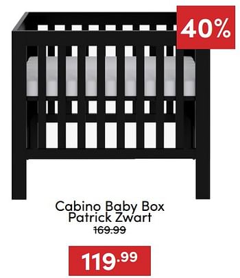Aanbiedingen Cabino baby box patrick zwart - Cabino - Geldig van 18/12/2022 tot 31/12/2022 bij Baby & Tiener Megastore