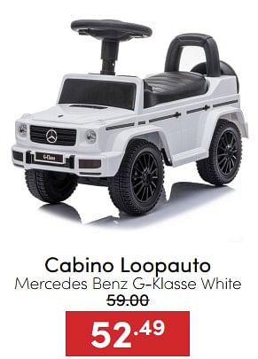 Aanbiedingen Cabino loopauto mercedes benz g-klasse white - Cabino - Geldig van 18/12/2022 tot 31/12/2022 bij Baby & Tiener Megastore
