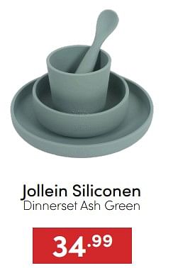 Aanbiedingen Jollein siliconen dinnerset ash green - Jollein - Geldig van 18/12/2022 tot 31/12/2022 bij Baby & Tiener Megastore