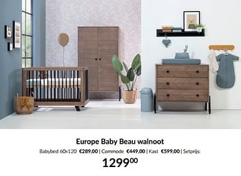 Aanbiedingen Europe baby beau walnoot - Europe baby - Geldig van 13/12/2022 tot 16/01/2023 bij Babypark