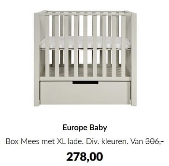Aanbiedingen Europe baby box mees met xl lade - Europe baby - Geldig van 13/12/2022 tot 16/01/2023 bij Babypark
