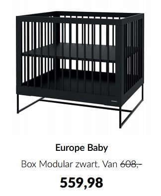 Aanbiedingen Europe baby box modular zwart - Europe baby - Geldig van 13/12/2022 tot 16/01/2023 bij Babypark