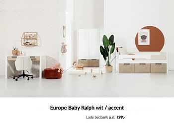 Aanbiedingen Europe baby ralph wit - accent lade bedbank - Europe baby - Geldig van 13/12/2022 tot 16/01/2023 bij Babypark