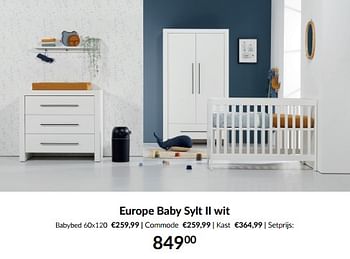 Aanbiedingen Europe baby sylt ii wit - Europe baby - Geldig van 13/12/2022 tot 16/01/2023 bij Babypark