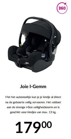 Aanbiedingen Joie i-gemm - Joie - Geldig van 13/12/2022 tot 16/01/2023 bij Babypark