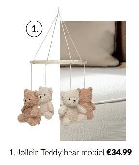 Aanbiedingen Jollein teddy bear mobiel - Jollein - Geldig van 13/12/2022 tot 16/01/2023 bij Babypark