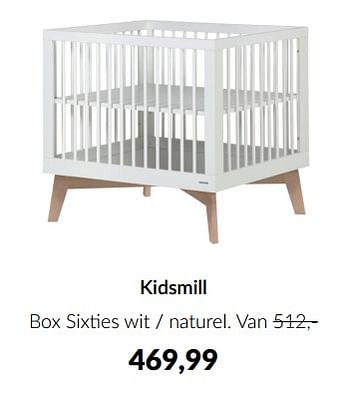 Aanbiedingen Kidsmill box sixties wit - naturel - Kidsmill - Geldig van 13/12/2022 tot 16/01/2023 bij Babypark