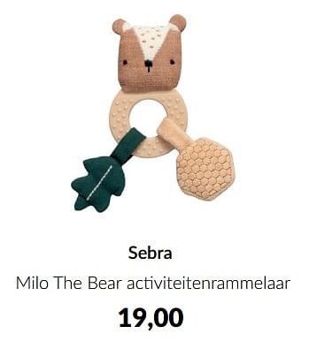 Aanbiedingen Sebra milo the bear activiteitenrammelaar - Sebra - Geldig van 13/12/2022 tot 16/01/2023 bij Babypark