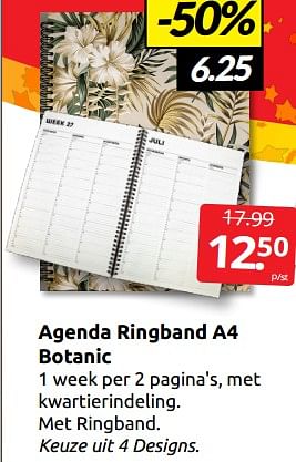 Aanbiedingen Agenda ringband a4 botanic - Huismerk - Boekenvoordeel - Geldig van 27/12/2022 tot 01/01/2023 bij Boekenvoordeel