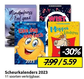 Aanbiedingen Scheurkalenders 2023 - Huismerk - Boekenvoordeel - Geldig van 27/12/2022 tot 01/01/2023 bij Boekenvoordeel