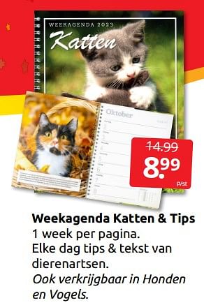 Aanbiedingen Weekagenda katten + tips - Huismerk - Boekenvoordeel - Geldig van 27/12/2022 tot 01/01/2023 bij Boekenvoordeel