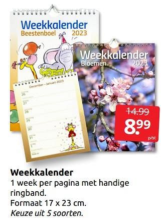 Aanbiedingen Weekkalender - Huismerk - Boekenvoordeel - Geldig van 27/12/2022 tot 01/01/2023 bij Boekenvoordeel